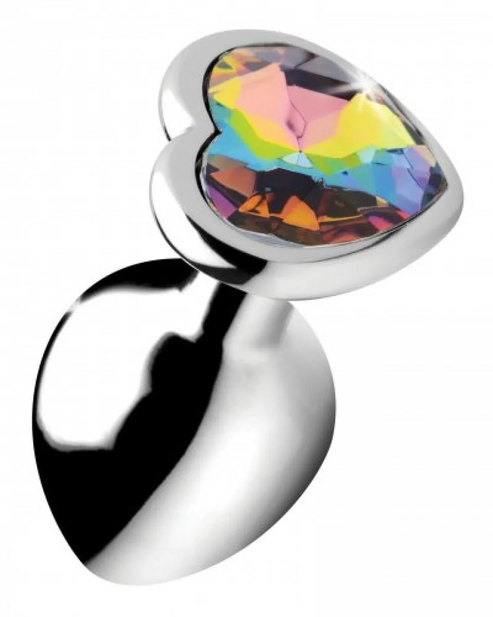 Rainbow Heart Buttplug - Middel Rainbow Heart Buttplug - Middel