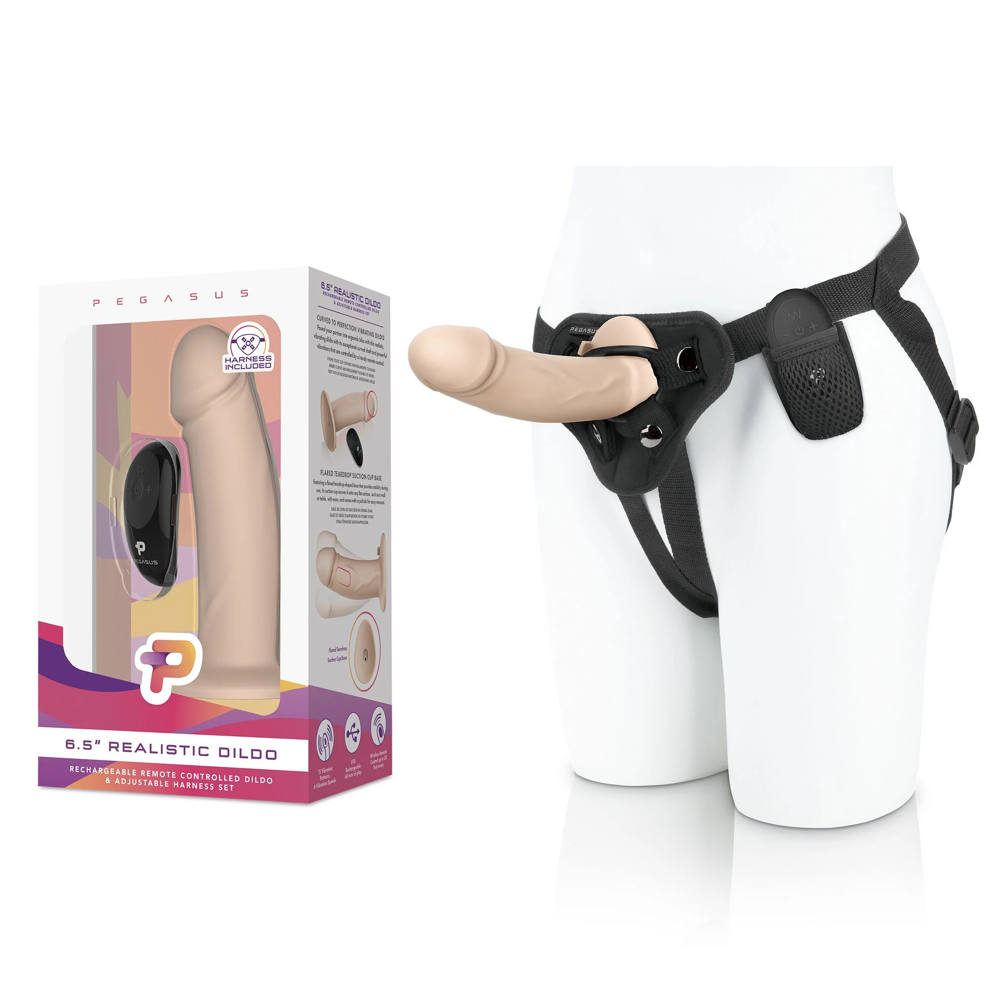 Pegasus - 6.5? Realistic Silicone Dildo With Harness Included Pegasus - 6.5? Realistic Silicone Dildo With Harness Included
