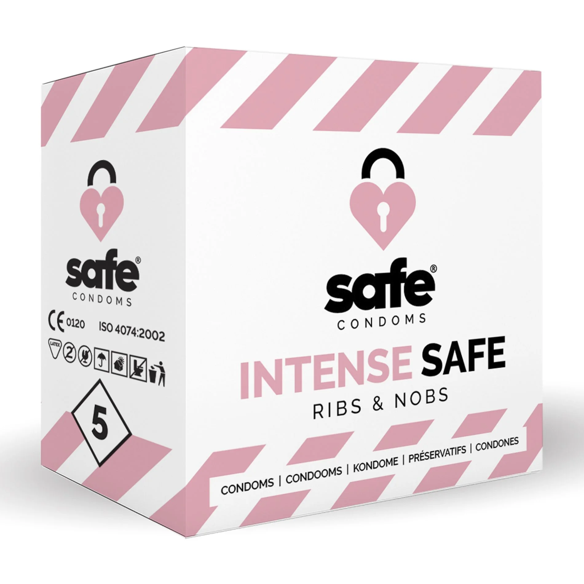 SAFE - Condooms - Ribbels & Noppen - 5 stuks SAFE - Condooms - Ribbels & Noppen - 5 stuks