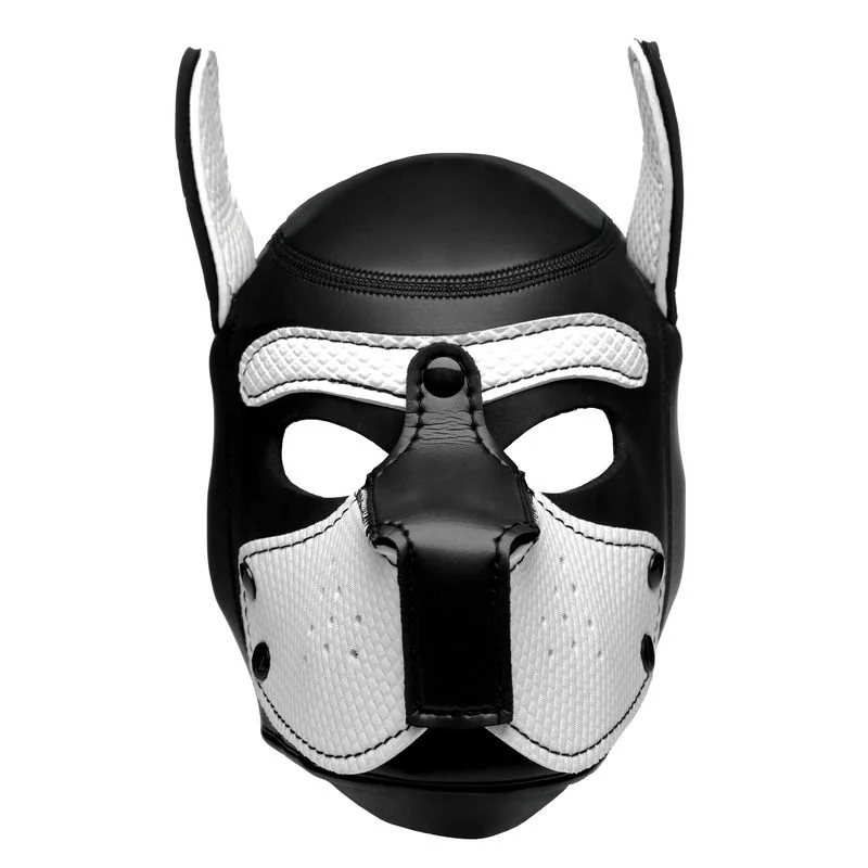 Spike Puppy BDSM Hood - Zwart/Wit Spike Puppy BDSM Hood - Zwart/Wit