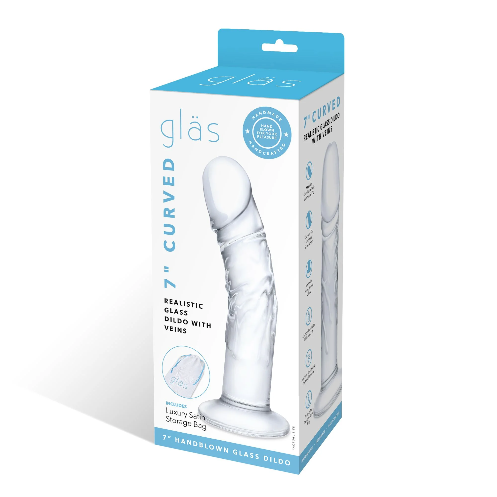 Glas - Curved Realistic Glass Dildo With Veins Glas - Curved Realistic Glass Dildo With Veins