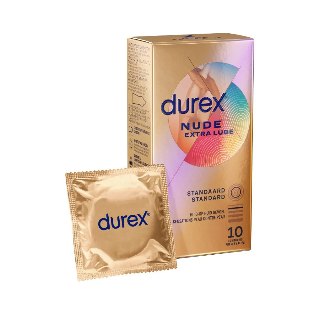 Durex - Condooms Nude Extra Glijmiddel - 10 stuks Durex - Condooms Nude Extra Glijmiddel - 10 stuks