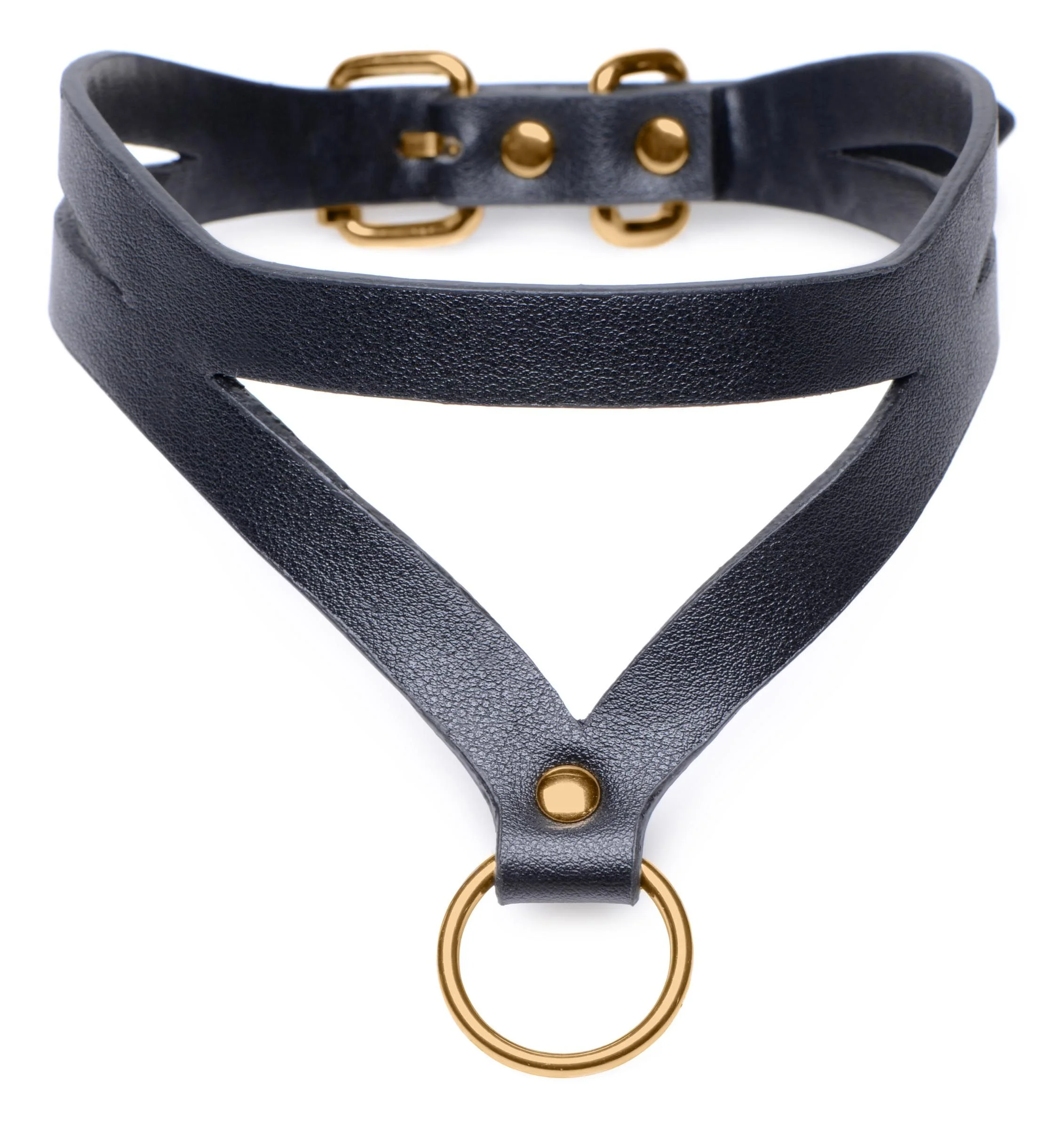 Bondage Baddie Collar Met O-ring - Zwart/Goud Bondage Baddie Collar Met O-ring - Zwart/Goud