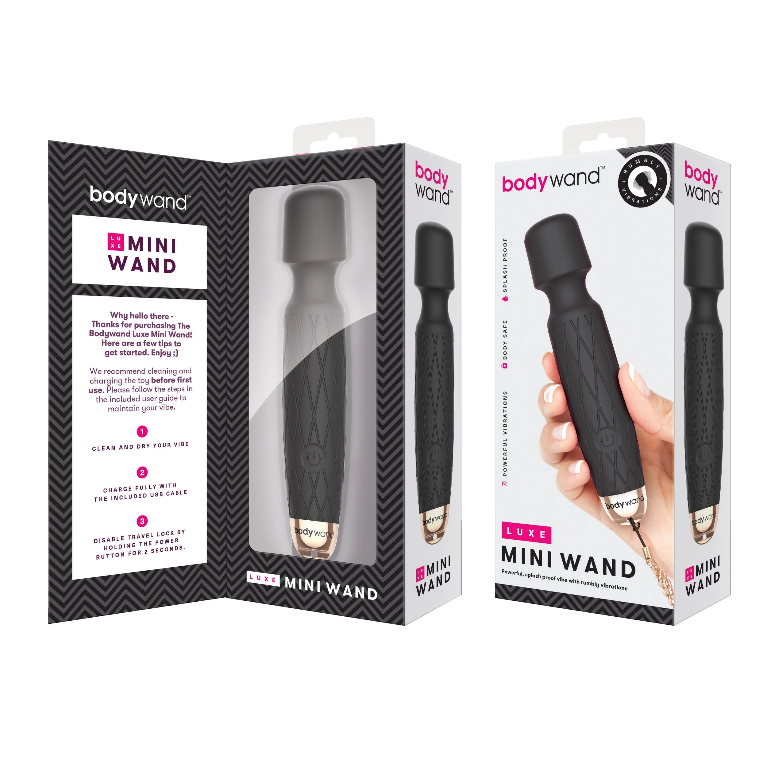 Bodywand - Luxe Mini USB Wand Vibrator Zwart Bodywand - Luxe Mini USB Wand Vibrator Zwart