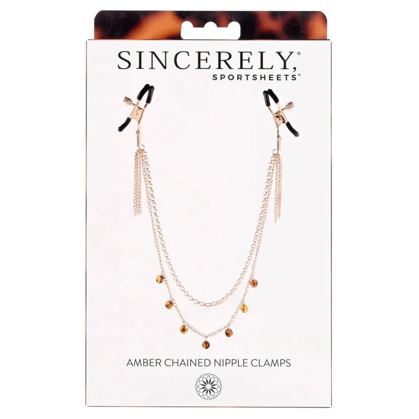 Sportsheets - Amber Chained Nipple Clamps Sportsheets - Amber Chained Nipple Clamps