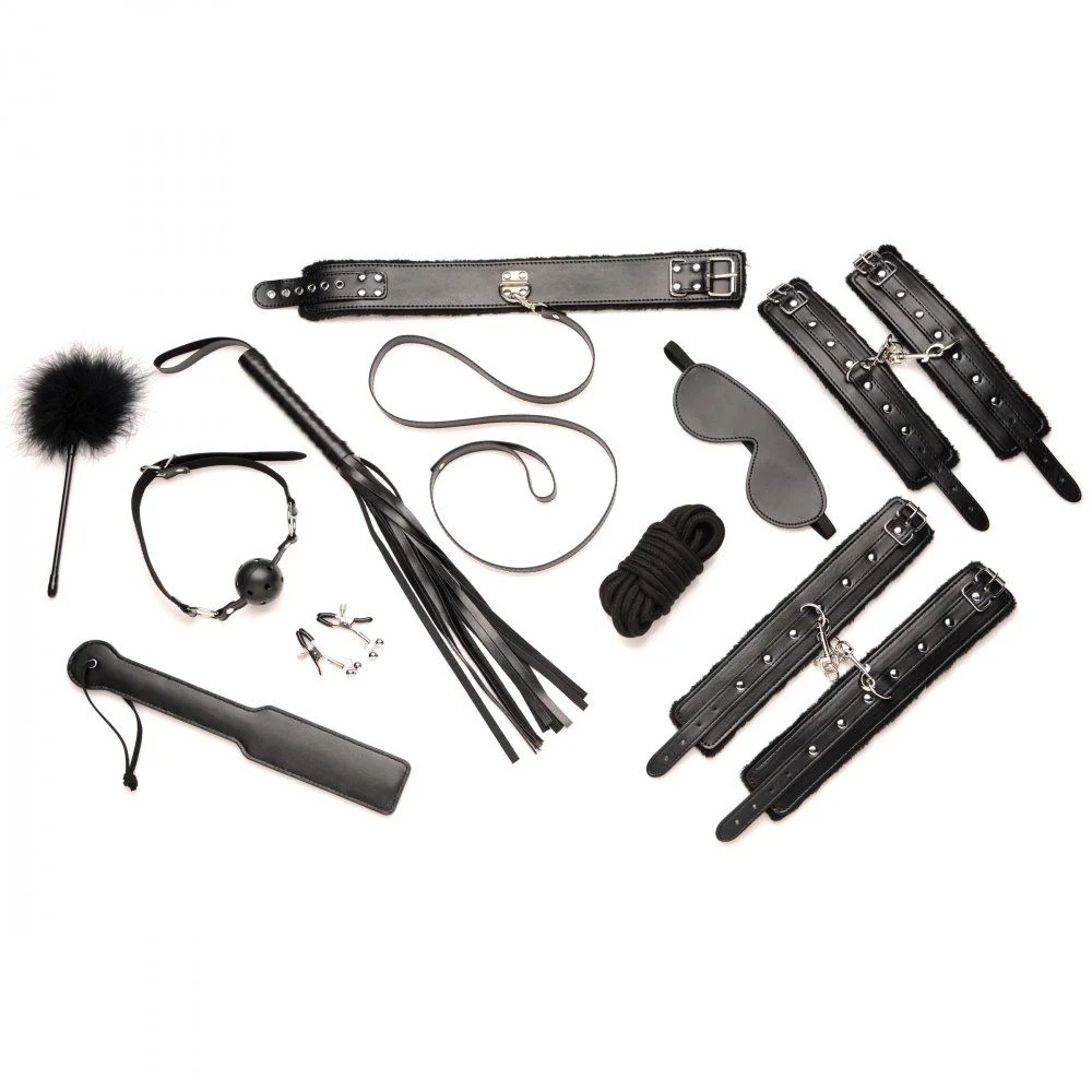 Hook Up 10-delige Pluche Bondage Set - Zwart Hook Up 10-delige Pluche Bondage Set - Zwart
