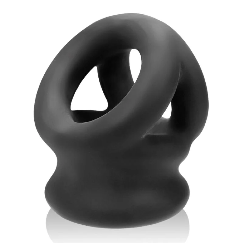 Oxballs - Tri-Squeeze Cockring en Ballstretcher - Zwart Oxballs - Tri-Squeeze Cockring en Ballstretcher - Zwart