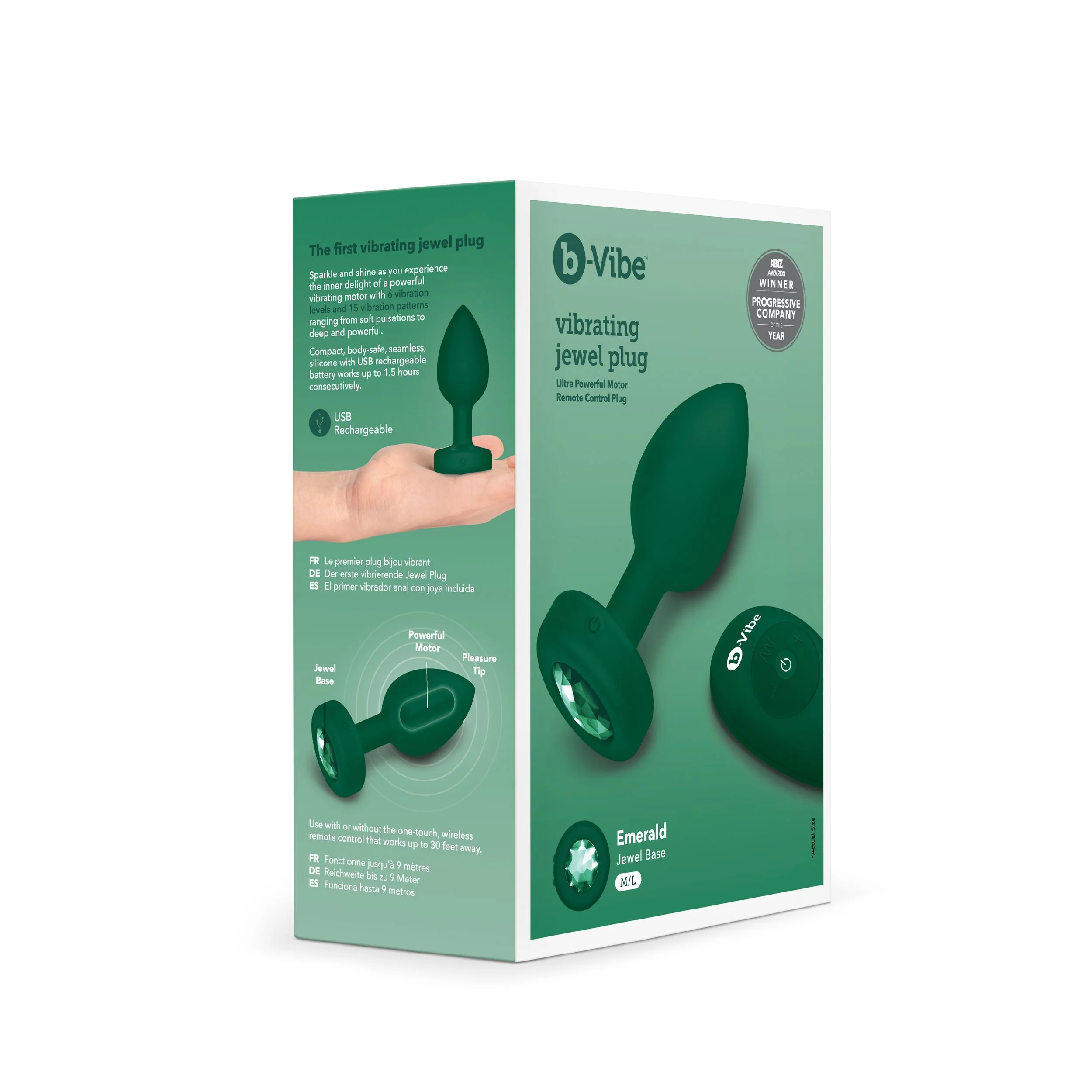 B-Vibe - Vibrerende Juwelen Plug M/L Groen B-Vibe - Vibrerende Juwelen Plug M/L Groen