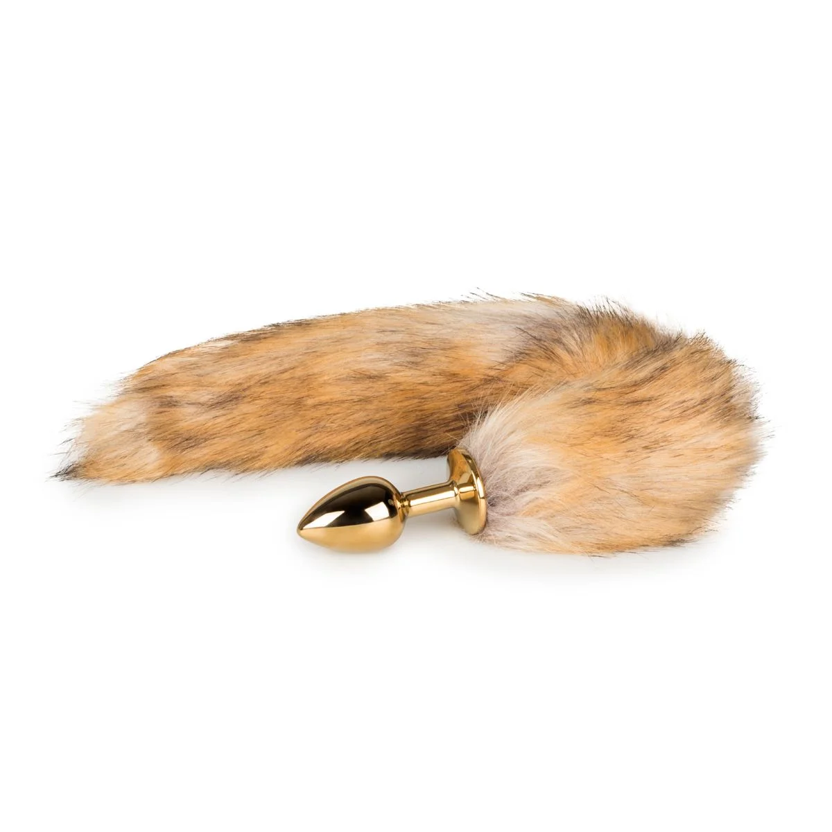 Kleine goudkleurige buttplug met vossenstaart Kleine goudkleurige buttplug met vossenstaart