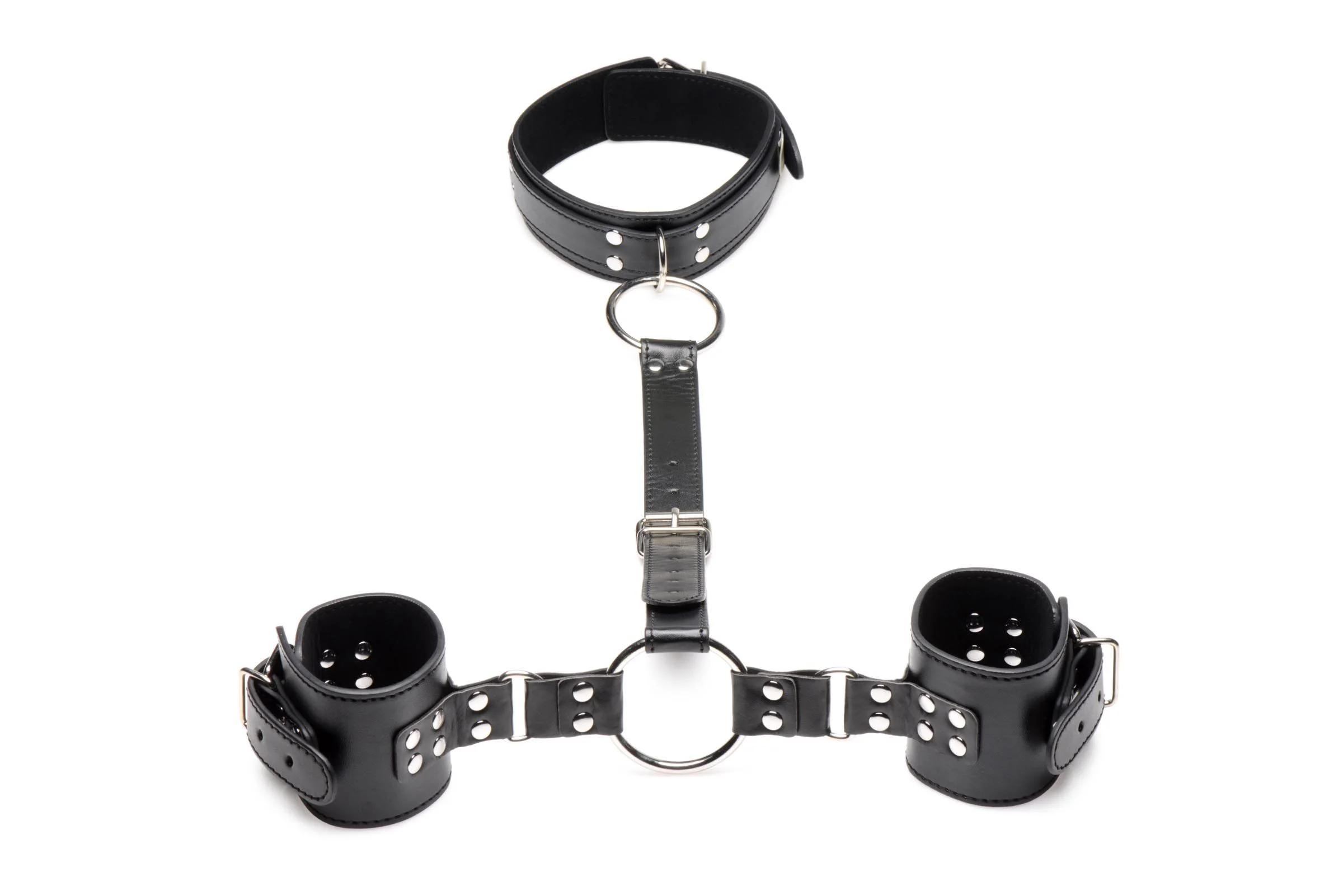 Halsband Met Polsboeien Restraint Set - Zwart Halsband Met Polsboeien Restraint Set - Zwart