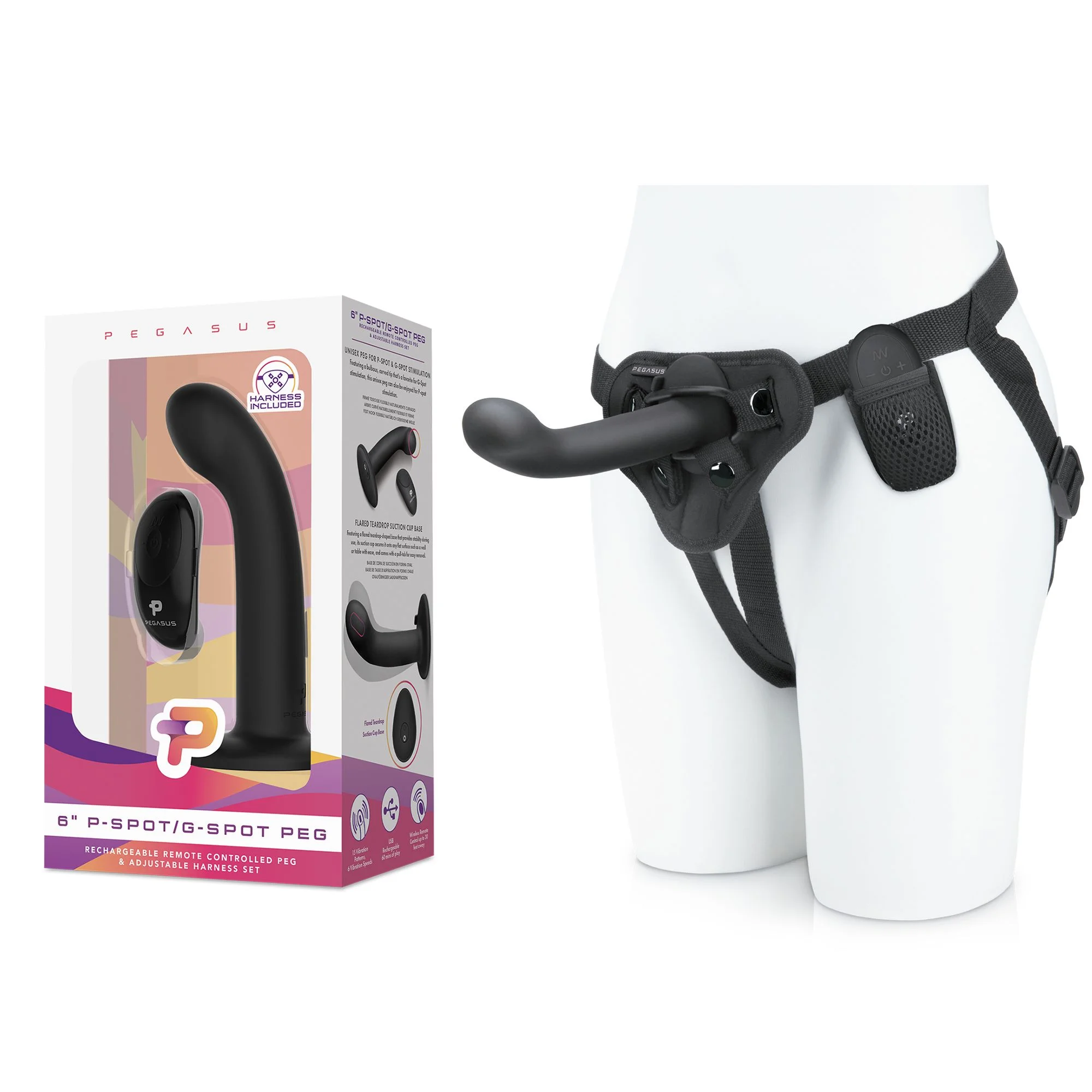 Pegasus - 6 P-spot / G-spot Silicone Peg with harness included Pegasus - 6 P-spot / G-spot Silicone Peg with harness included
