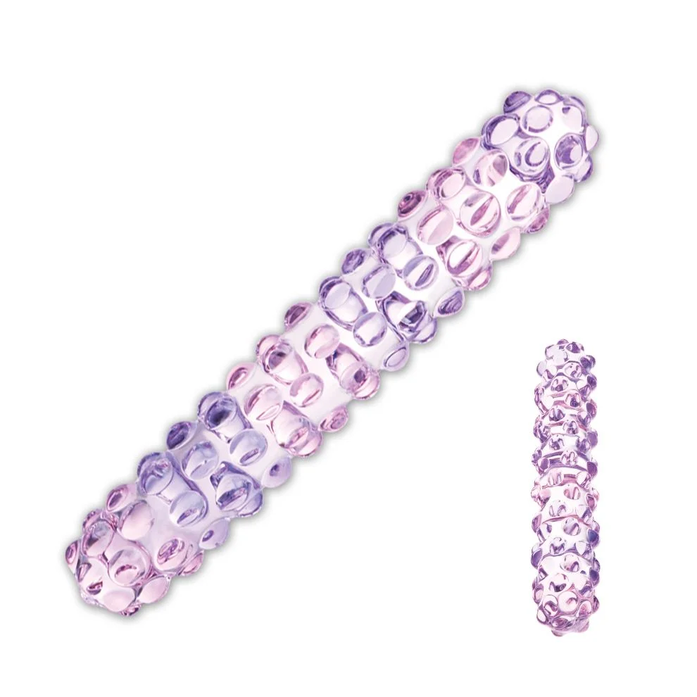 GLAS – PURPLE ROSE Nubby Glass Dildo – Purple