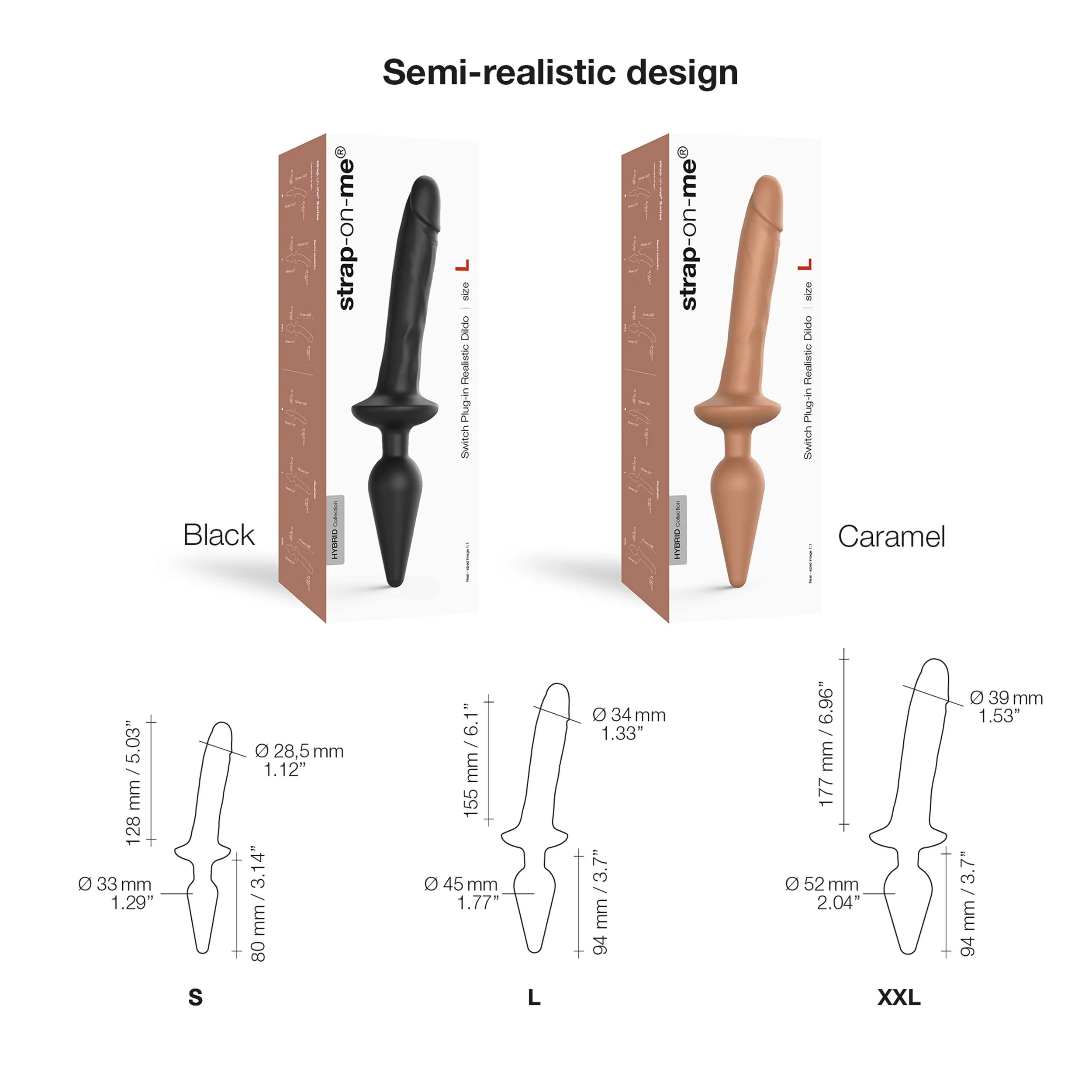 Strap-On-Me - Switch  Plug-in Realistic Dildo Caramel L