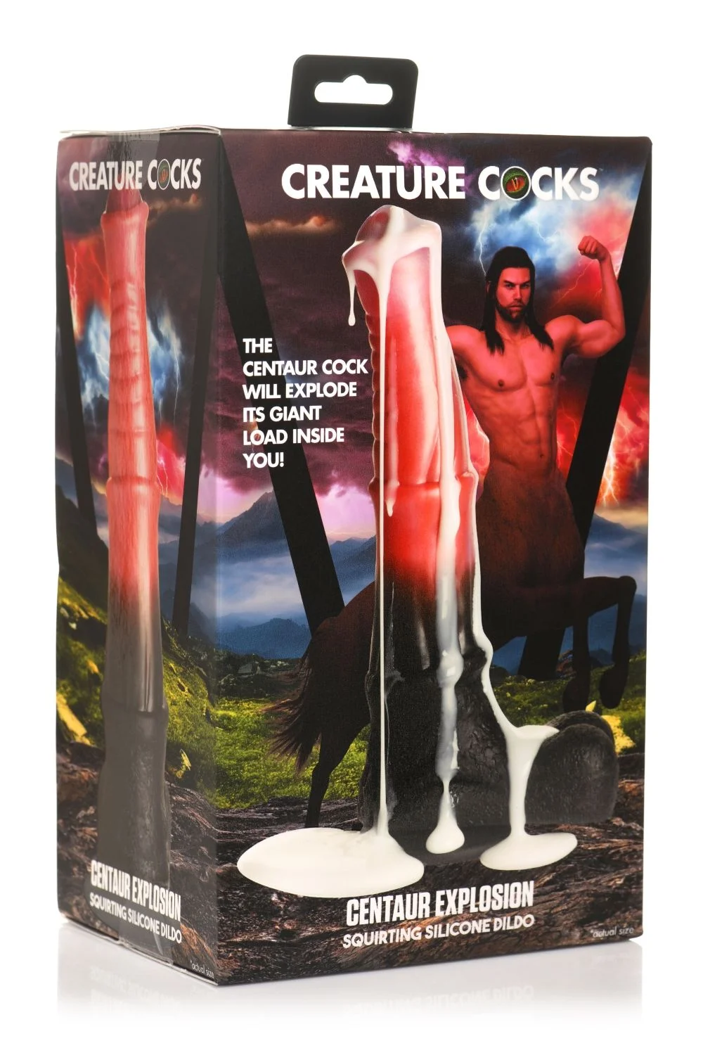 XR Brands - Centaur Explosie Spuitende Siliconen Dildo - Zwart/Rood XR Brands - Centaur Explosie Spuitende Siliconen Dildo - Zwart/Rood